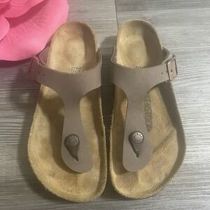 BIRKENSTOCK Gizeh Womens 35W (4-4.5) Brown Birko-Flor Thong Sandals Granola Boho